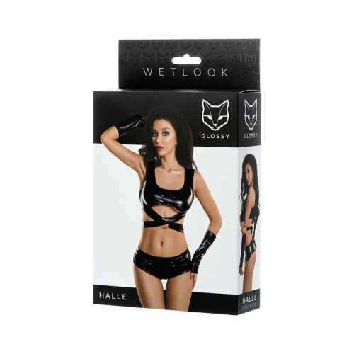 Toyfa Glossy - Сексуальний комплект з матеріалу Wetlook, L (чорний) - купити в Україні | Секс шоп SEX-SHOP.ua